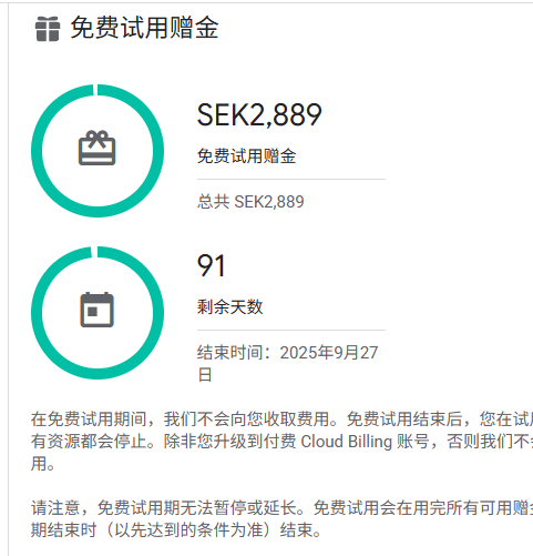 GCP注册成功截图
